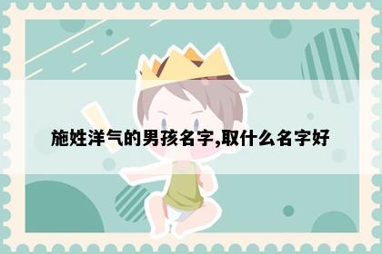 施姓洋气的男孩名字,取什么名字好